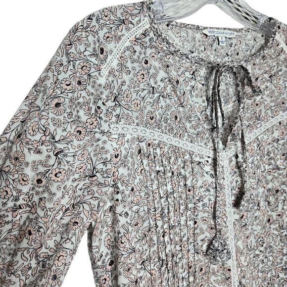 Rebecca Minkoff Floral Pleated Lace Bell Sleeves Mini Dress Size Small - Picture 3 of 12